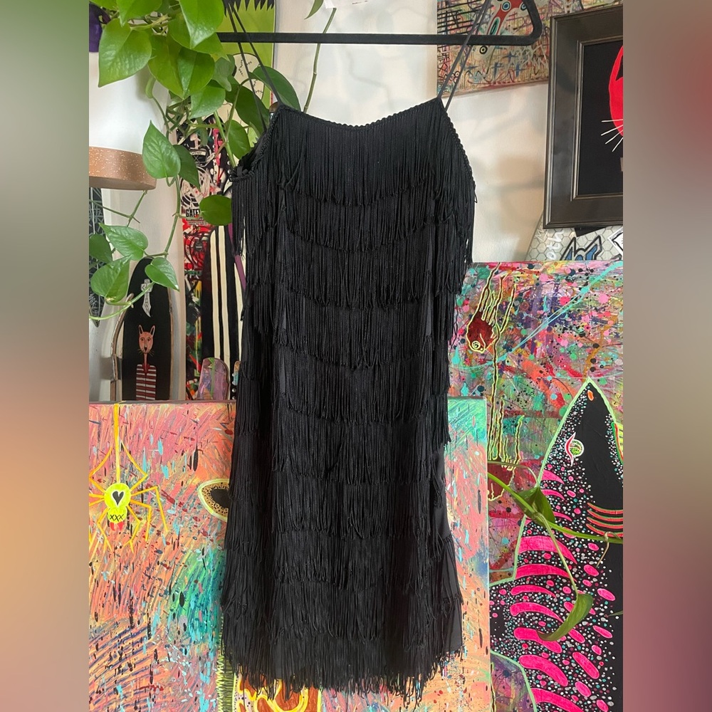 Black Fringe Dress cardales vintage